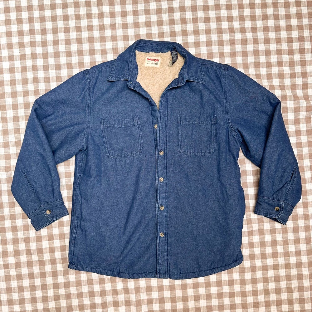 Vintage 1990s Wrangler Denim Sherpa-Lined Shirt Jacket